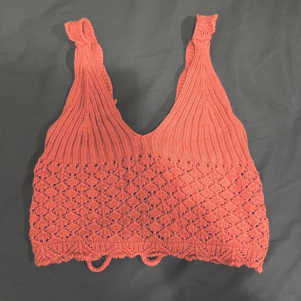 Pink Knit / crochet style tank top